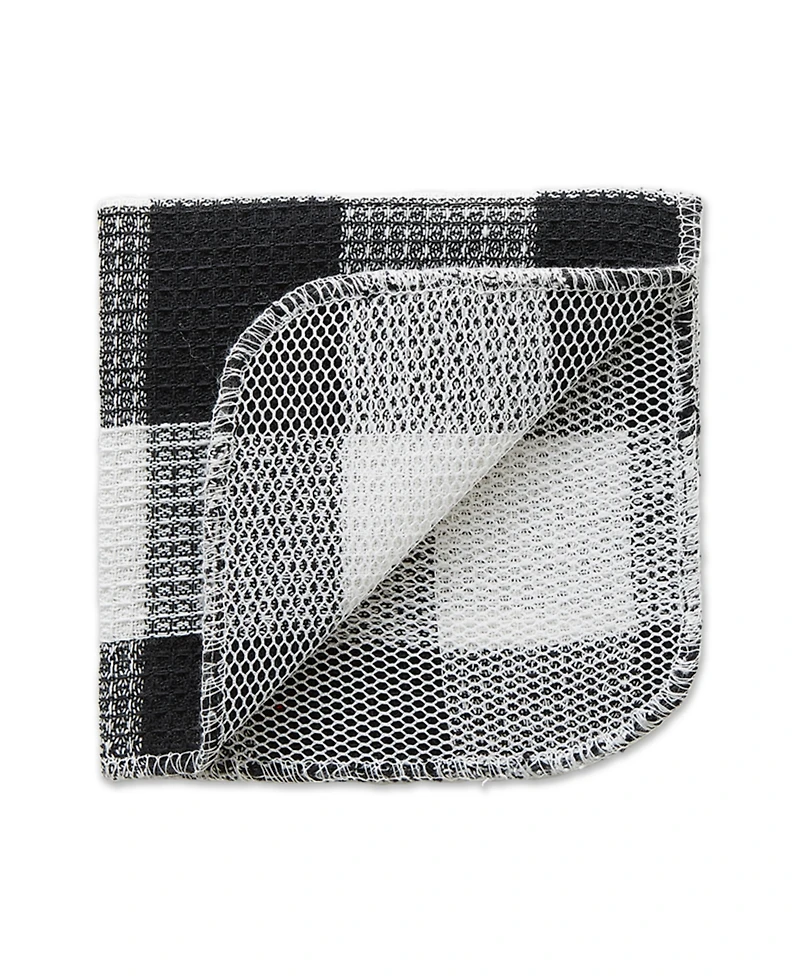 Design Imports Scrubber Dishcloths Collection Windowpane Dishrag Set, 12x12", Black Buffalo Check, 6 Piece
