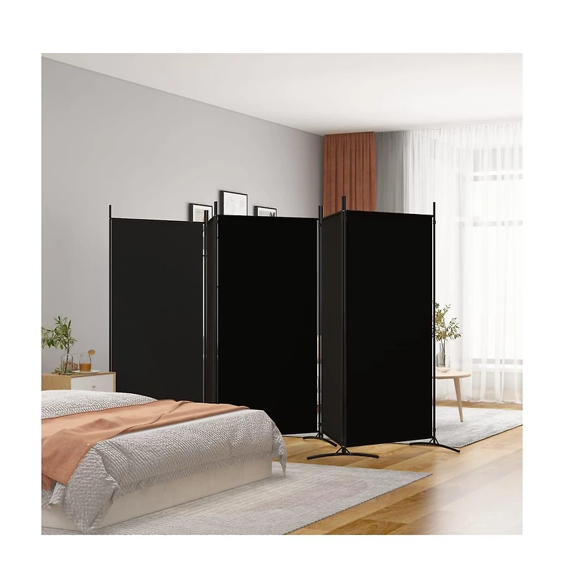 vidaXL 5-Panel Room Divider Black 170.5"x70.9" Fabric