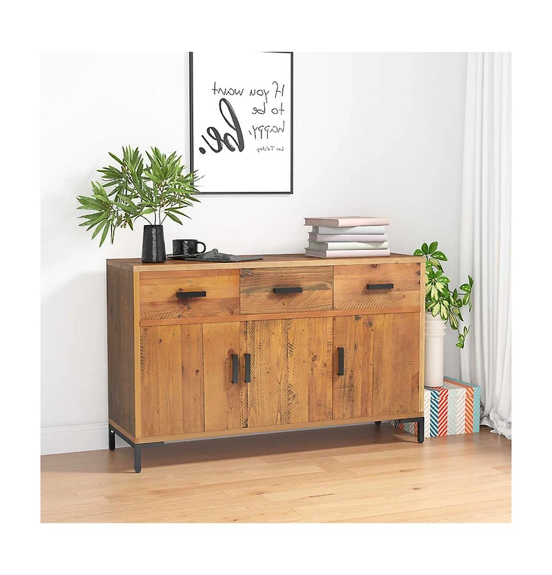 Sideboard Brown 43.3"x13.8"x27.6" Solid Wood Pine