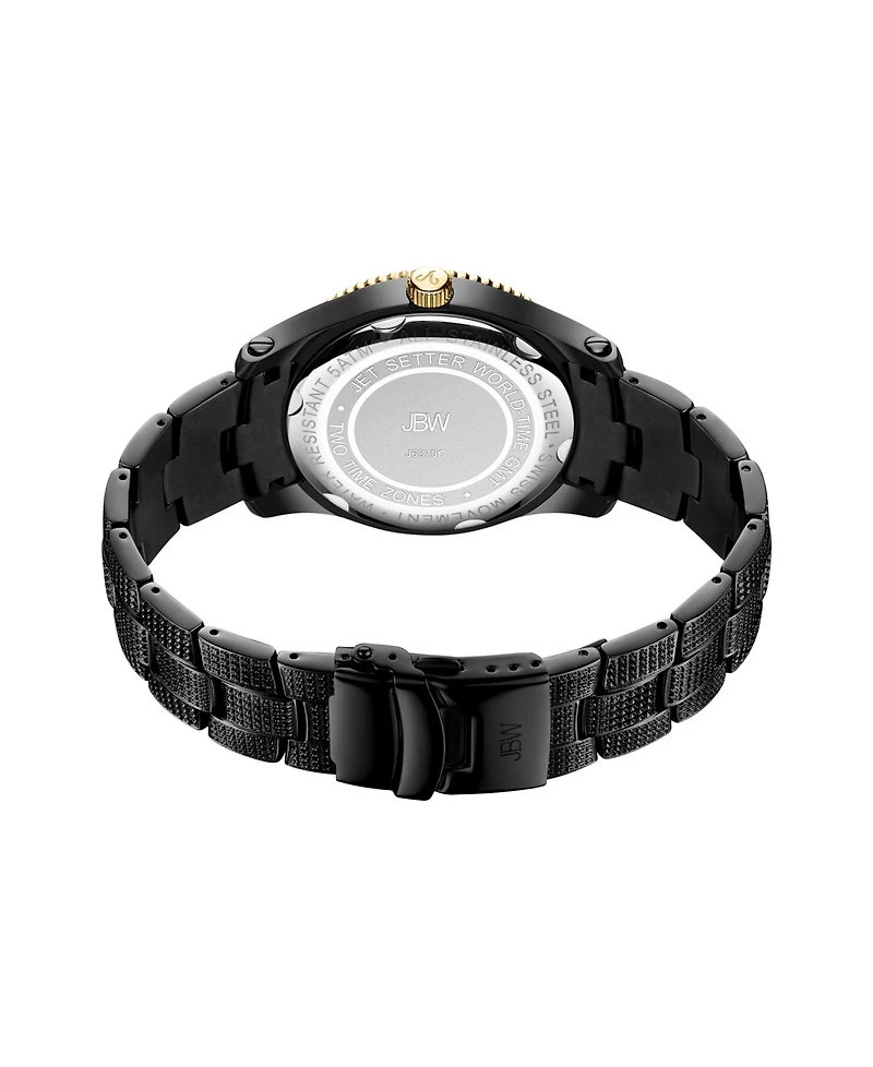 Jbw Men's Jet Setter Gmt Black Stainless Steel Bracelet Watch 46mm
