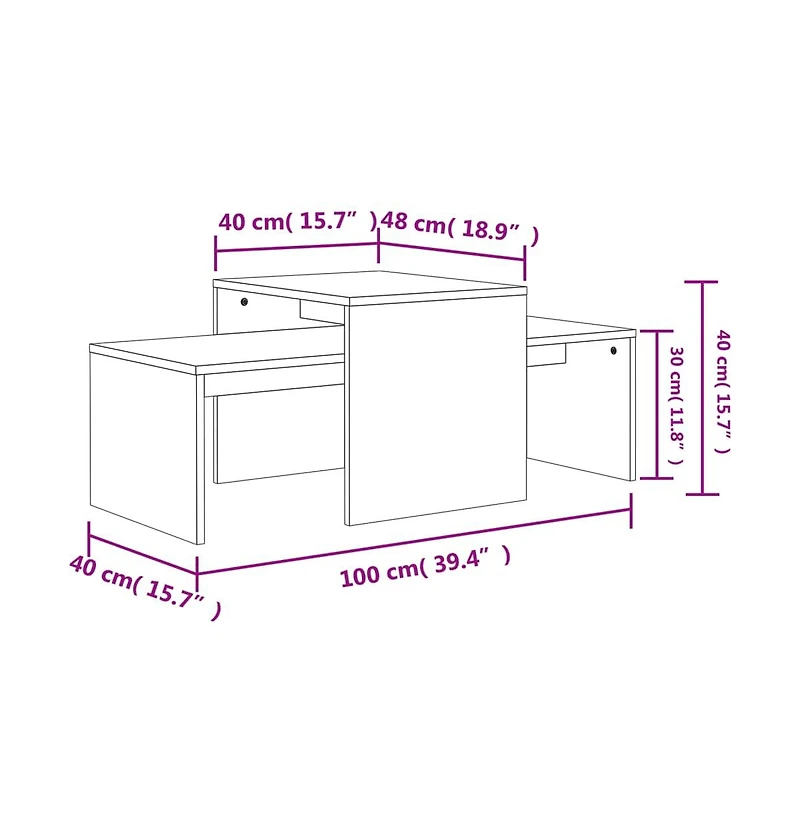 vidaXL Coffee Table Set Concrete Gray 39.4"x18.9"x15.7" Engineered Wood