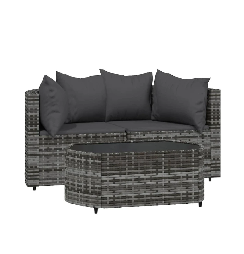 vidaXL Piece Patio Lounge Set with Cushions Gray Poly Rattan