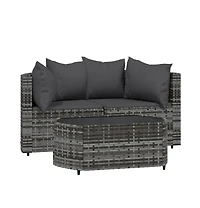 vidaXL Piece Patio Lounge Set with Cushions Gray Poly Rattan