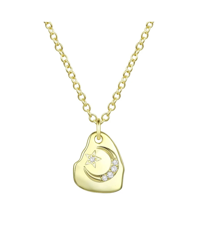 14K Gold Plated Cubic Zirconia Asymmetrical Star Pendant Necklace
