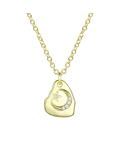 14K Gold Plated Cubic Zirconia Asymmetrical Star Pendant Necklace