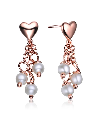 GiGiGirl Sterling Silver Heart Shape Pearl Drop Earrings