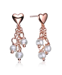 GiGiGirl Sterling Silver Heart Shape Pearl Drop Earrings