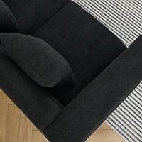 Streamdale Furniture 3 Seater + 3 Seater Combination Sofa.Black Teddy