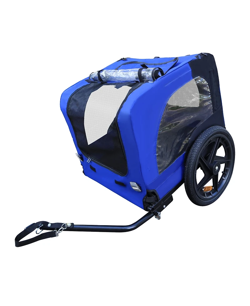Blue High Quality 16 Inch Air Wheel Pet Bike Trailer For Dogs Foldable Bicycle Pet Trailer