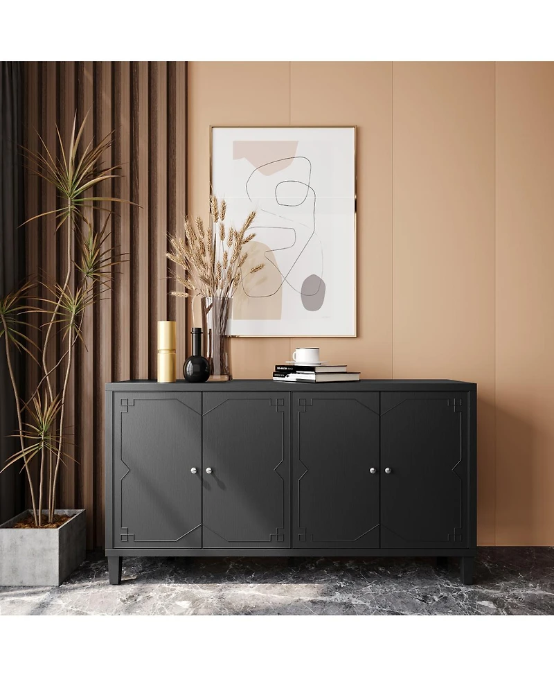 Streamdale 4-Door Matte Black Accent Cabinet for Multiple Rooms