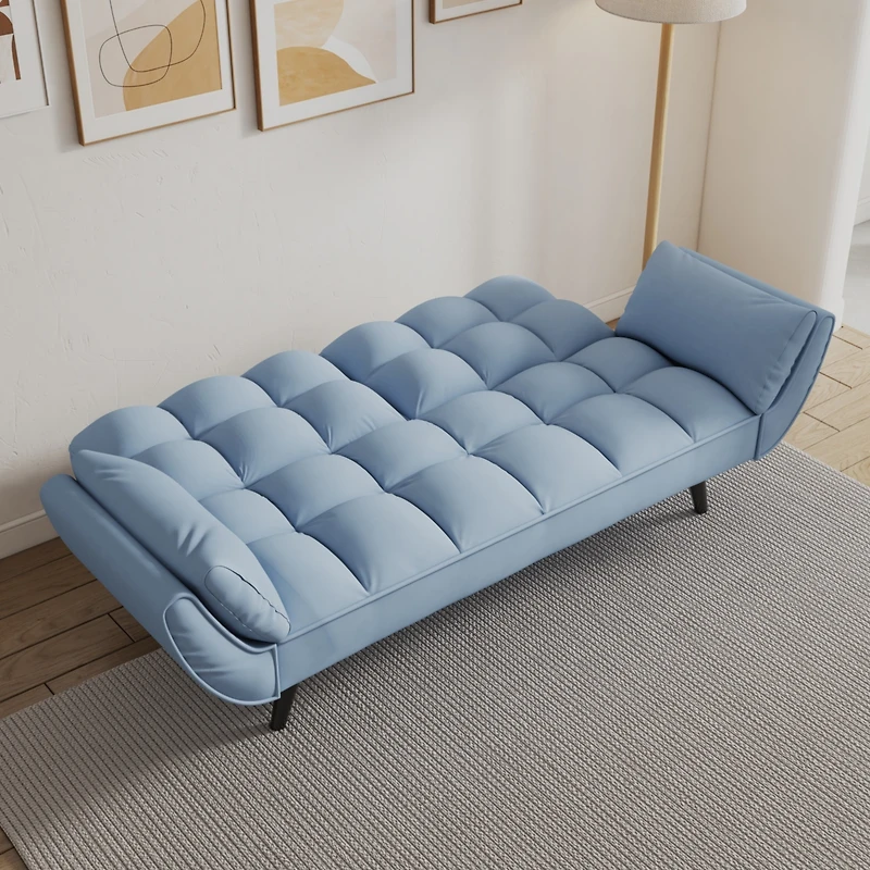 Streamdale Furniture 57" Blue Sofa Soft Two Armrests Throw Pillow Pillow Comfortable Fit Apartment Bedroom Small Space