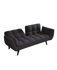 Simplie Fun 57" Black Sofa Soft Two Armrests Throw Pillow Pillow Comfortable Fit Apartment Bedroom Small Space