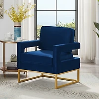 Streamdale Gold Base Navy Velvet Armchair