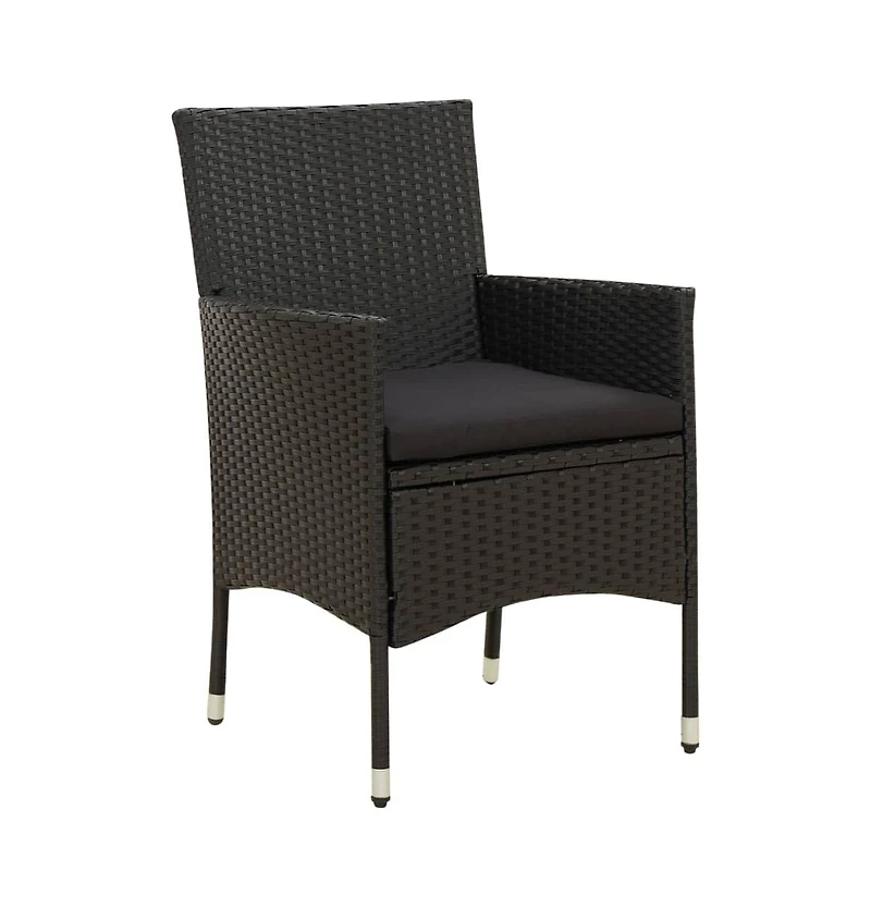 Patio Chairs with Cushions 2 pcs Poly Rattan Black