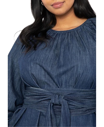 Eloquii Women's Plus Dramatic Faux Wrap Top