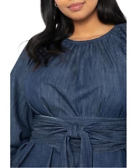 Eloquii Women's Plus Dramatic Faux Wrap Top