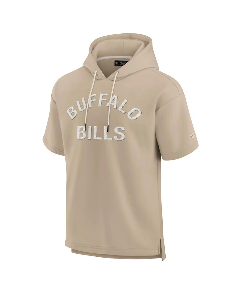 Fanatics Signature Men's and Women's Khaki Buffalo Bills Elements Super Soft Fleece Short Sleeve Pullover Hoodie