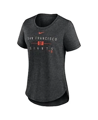Nike Women's Heather Black San Francisco Giants Knockout Team Stack Tri-Blend T-Shirt