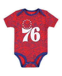 Outerstuff Infant Royal/Red/Gray Philadelphia 76ers Slam Dunk 3-Piece Bodysuit Set