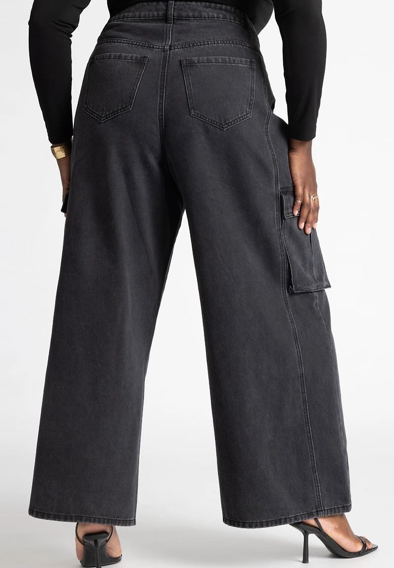 Eloquii Women's Wide Leg Cargo Jean