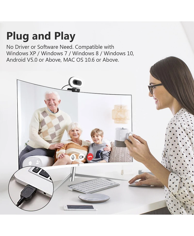 ZE560S Qhd 2K Stream Webcam Auto Focus Web Camera for Pc/Desktop/Laptop
