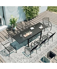 Mondawe 9-Piece Steel Mesh Table And Chair Set With 8 Pcs Steel Mesh Dining Chairs
