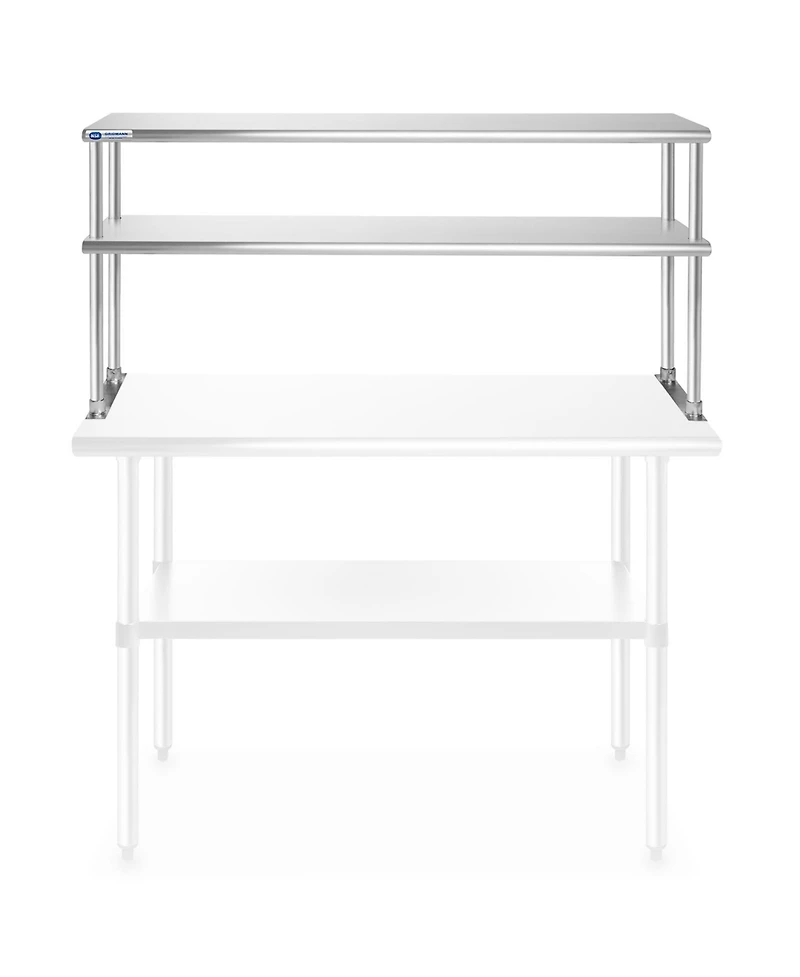Gridmann Nsf Commercial Stainless Steel Double Overshelf 48" x 12" for Prep & Work Table