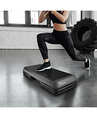 Philosophy Gym Aerobic Exercise Adjustable Step Platform, Health Club Size, with 4 Risers - Gray