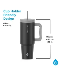 Grosche 40oz Insulated Tumbler with Straw and Handle