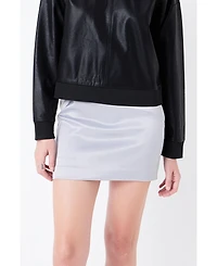 Grey Lab Women's Solid Satin Fit Mini Skirt