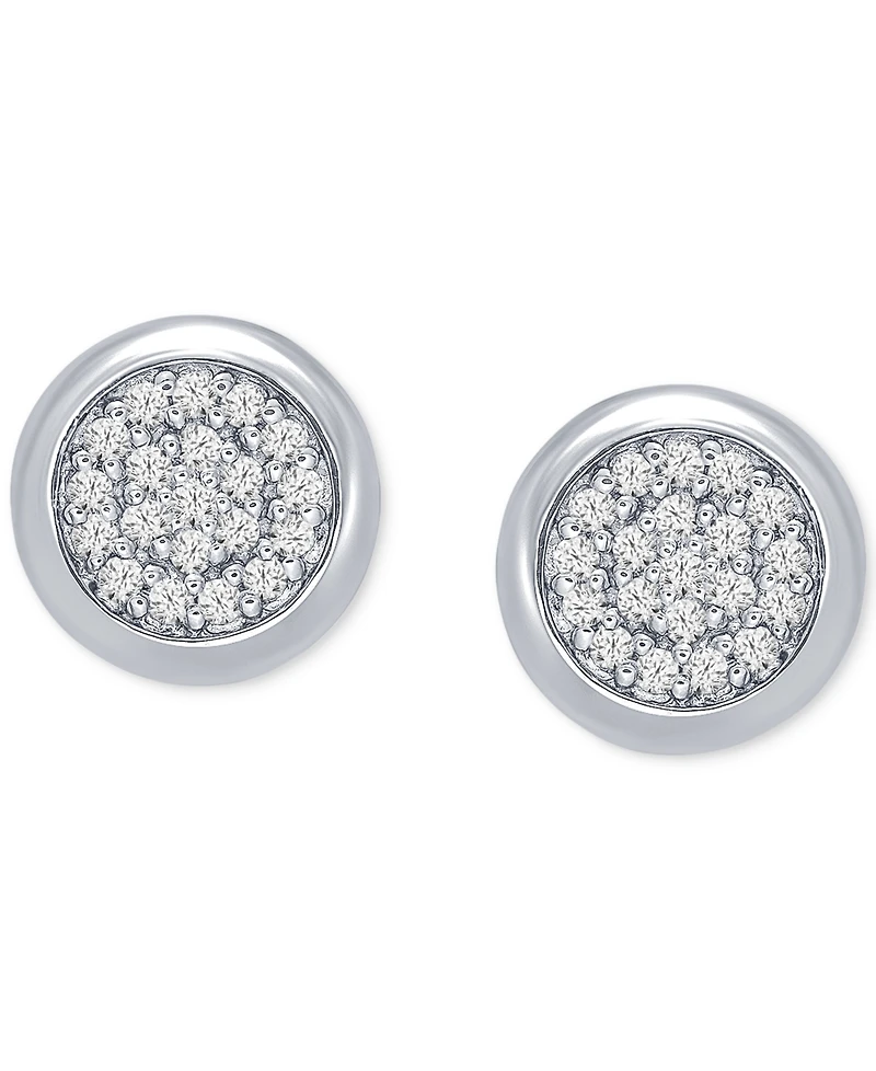 Men's Black Diamond Circle Cluster Stud Earrings (1/3 ct. t.w.) in Sterling Silver (Also in White Diamonds)