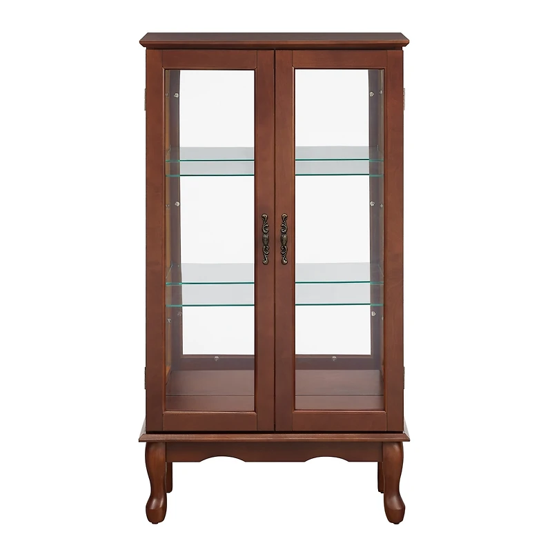 Streamdale Furniture Curio Cabinet Lighted Curio Diapaly Cabinet With Adjustable Shelves And Mirrored Back Panel