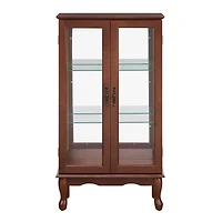 Streamdale Furniture Curio Cabinet Lighted Curio Diapaly Cabinet With Adjustable Shelves And Mirrored Back Panel