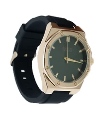 American Exchange Men's Black Silicone Strap Watch 42mm Gift Set
