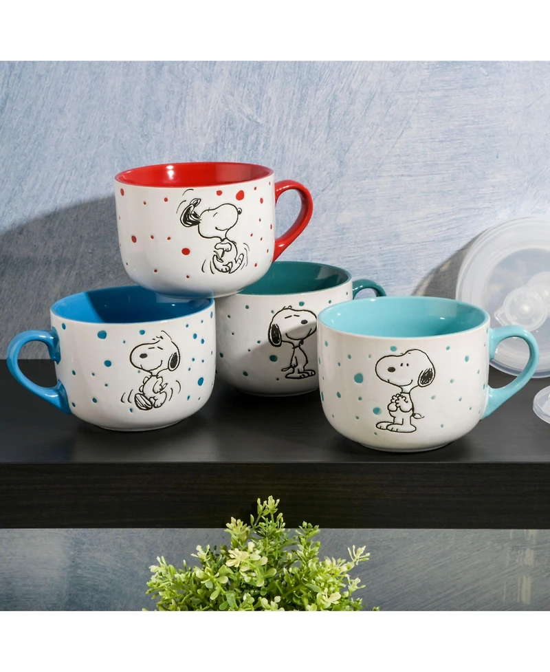 Peanuts 4 Pack 23OZ Soup Bowls w/ Lids