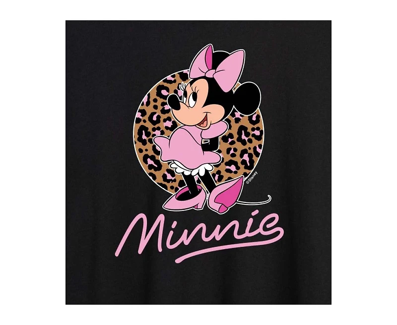 Hybrid Apparel Trendy Juniors Minnie Leopard Graphic Oversized Tee