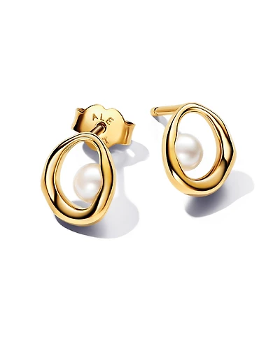 Pandora 14K Gold-Plated Shaped Oval Treated Freshwater Cultured Pearl Stud