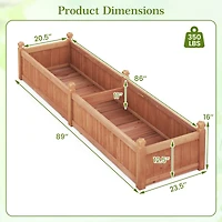 Wooden Raised Garden Bed Outdoor Rectangular Planter Box with Drainage Holes