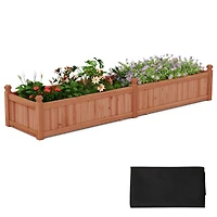 Wooden Raised Garden Bed Outdoor Rectangular Planter Box with Drainage Holes