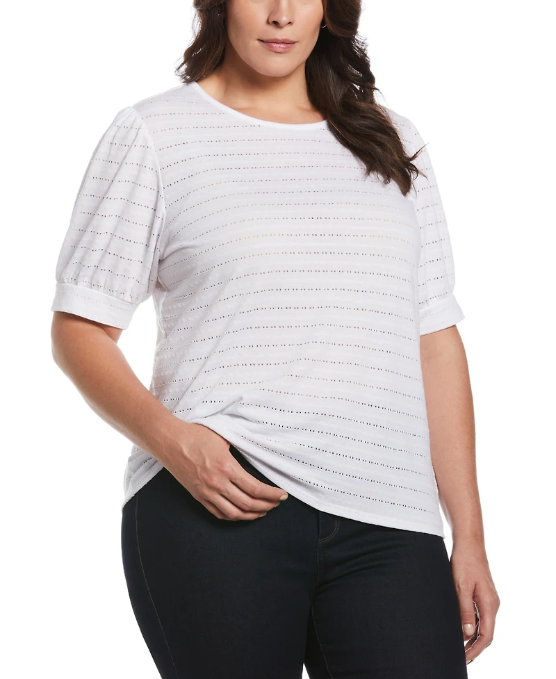 Ella Rafaella Plus Knit Puff Short Sleeve Top