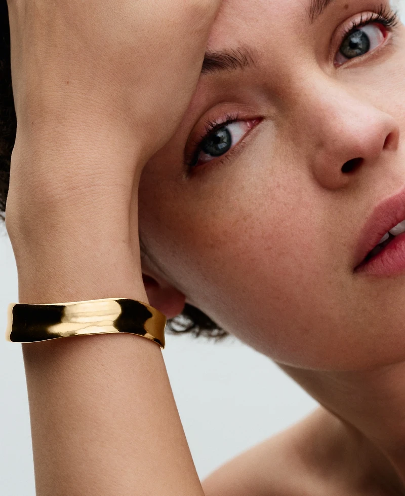 Pandora 14k Gold-plated Shaped Broad Open Bangle