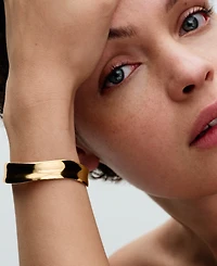 Pandora 14k Gold-plated Shaped Broad Open Bangle