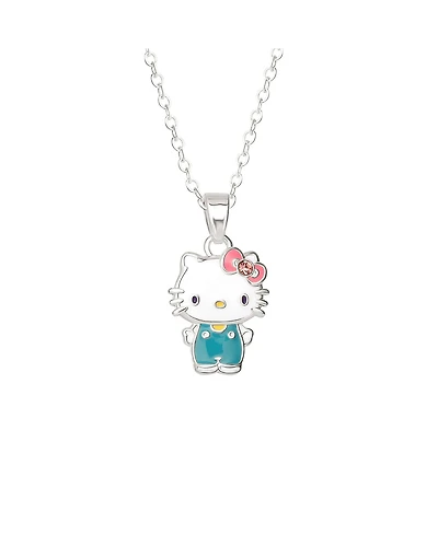 Sanrio Hello Kitty Flash Yellow Gold Plated Enamel and Pink Crystal Pendant - 18" Chain