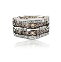 Suzy Levian Sterling Silver Cubic Zirconia Large Curvy Brown Ring