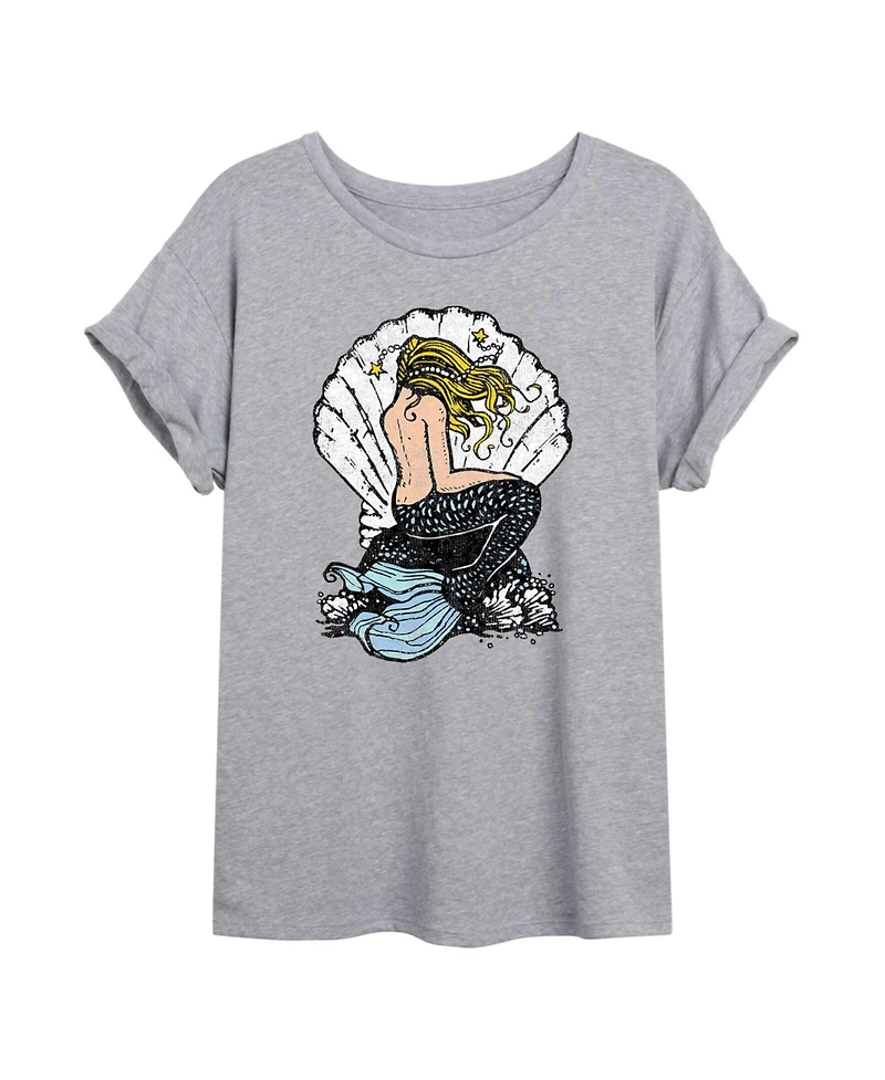 Hybrid Apparel Trendy Juniors Mermaid Graphic Oversized Tee