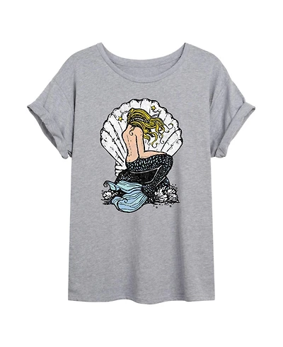 Hybrid Apparel Trendy Juniors Mermaid Graphic Oversized Tee
