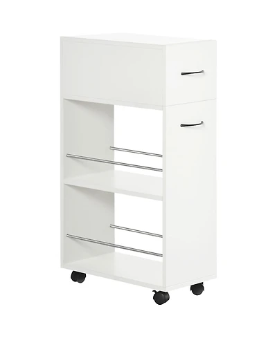 Homcom Utility Kitchen Cart Rolling Island with Drawer and Open Shelves,