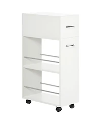 Homcom Utility Kitchen Cart Rolling Island with Drawer and Open Shelves,