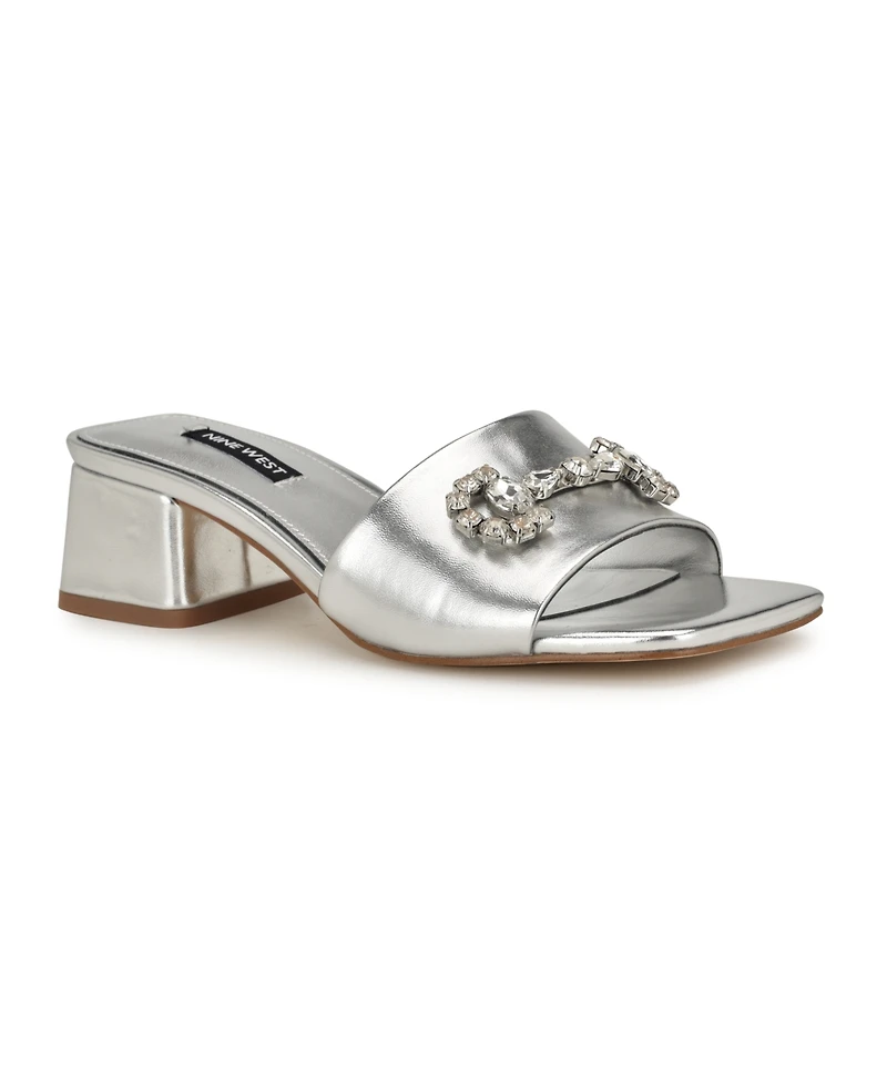 Nine West Women's Bamsy Square Toe Slip-on Dress Sandals