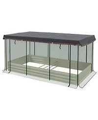 Outsunny Galvanized Raised Garden Bed with Crop Cage & Shade Cloth